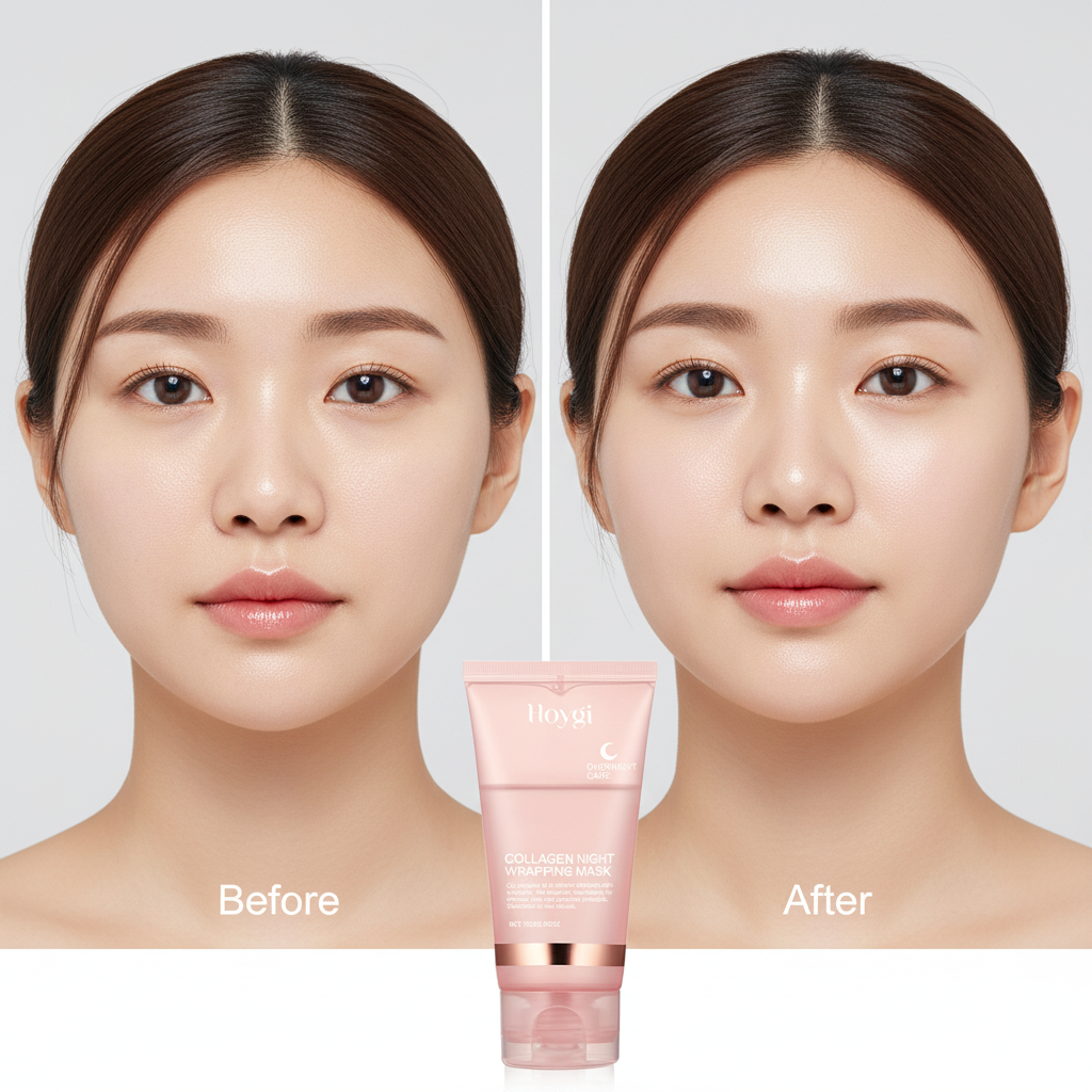 Masque facial décollable au collagène pour la nuit, masque d'emballage de nuit au collagène coréen, hydrate en profondeur, masque de soins de nuit, crème 75ml