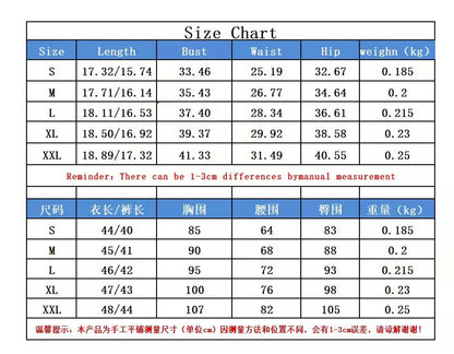 Size chart with measurements for bust, waist, hip, length, and weight in kg for women’s tie-dye leopard 2-piece set