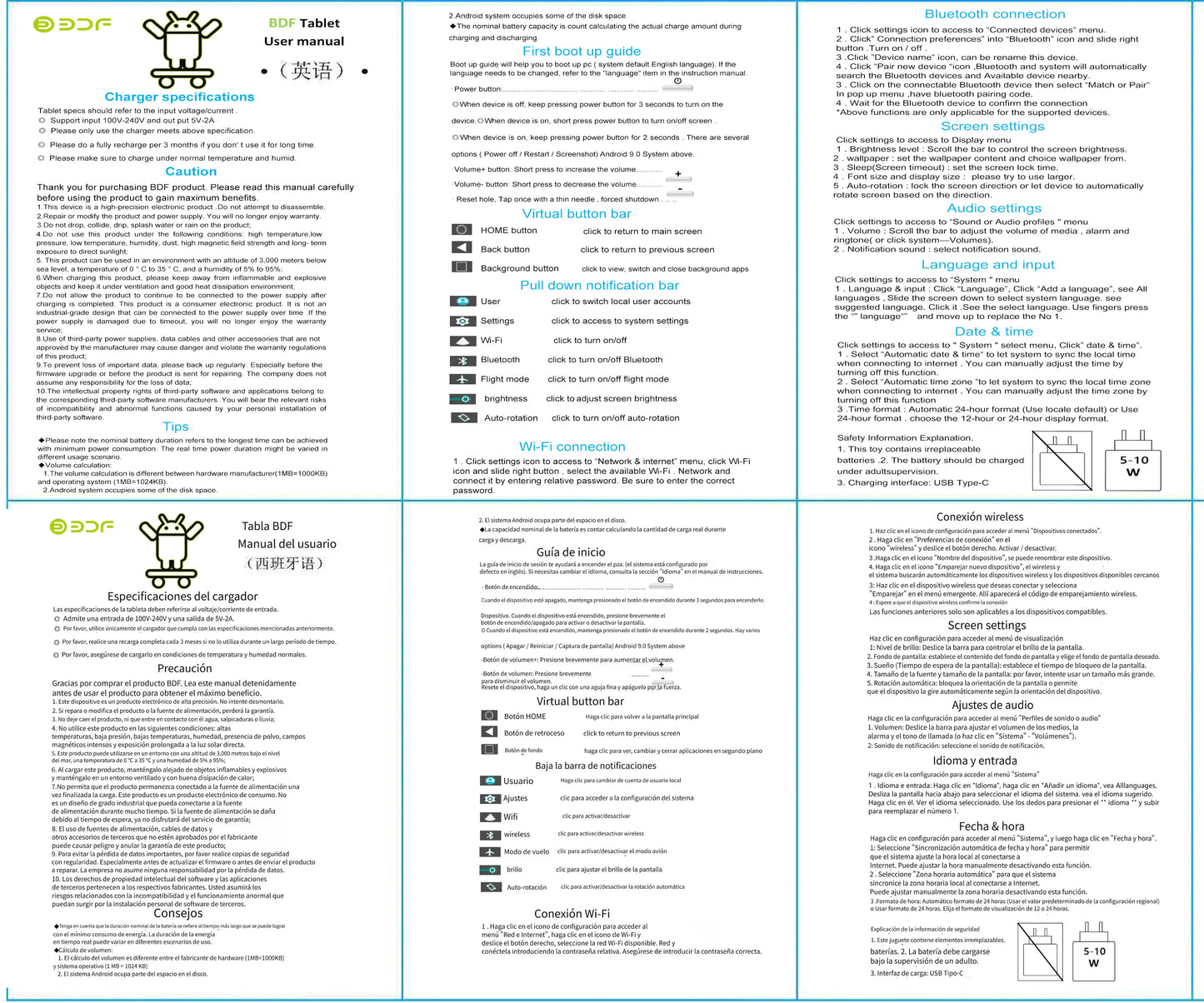 BDF-Tablette Android 13 pour enfants 7 pouces 4 Go RAM 64 Go ROM WiFi 5G batterie 4000mAh Doba Store