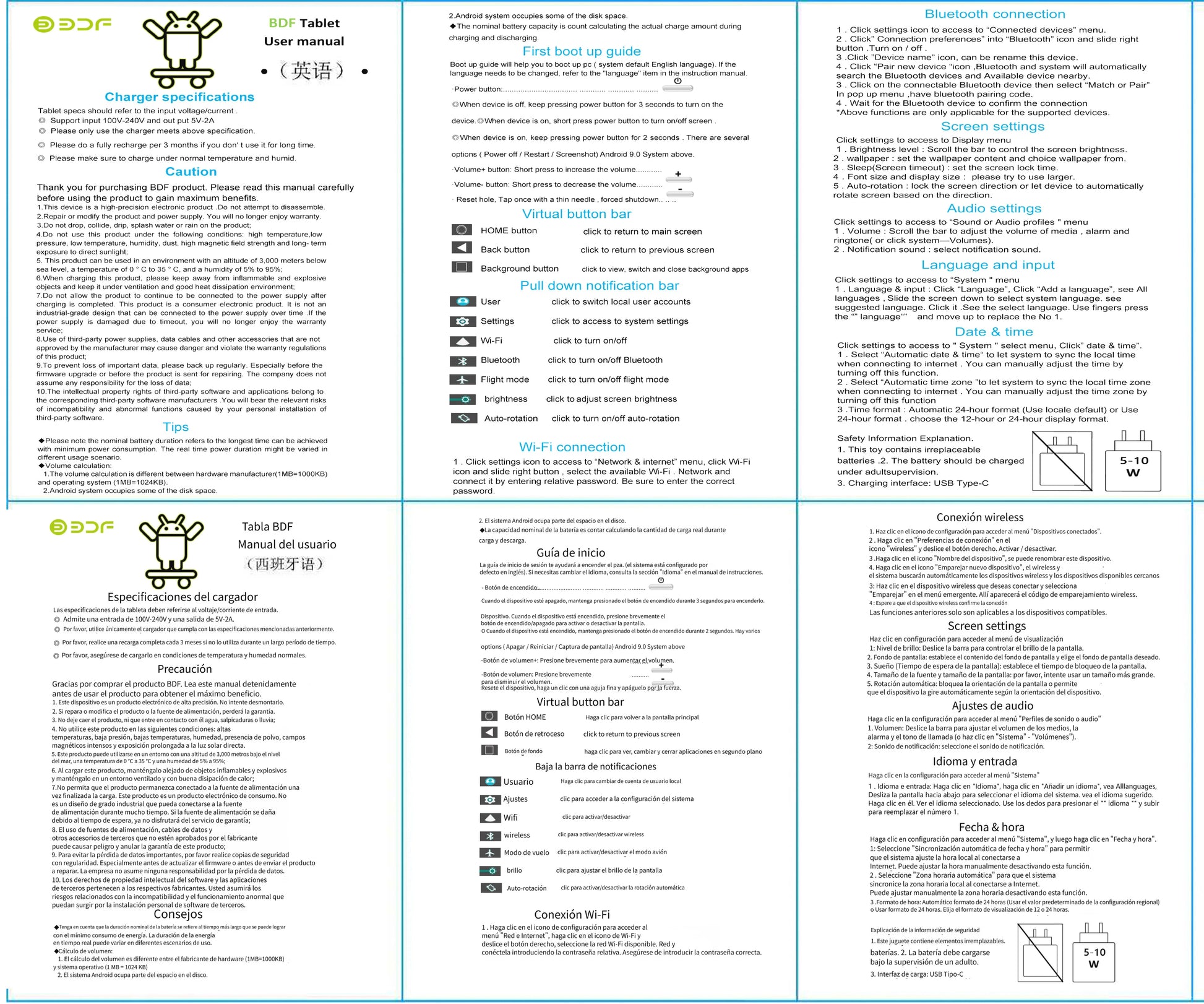 BDF-Tablette Android 13 pour enfants 7 pouces 4 Go RAM 64 Go ROM WiFi 5G batterie 4000mAh Doba Store