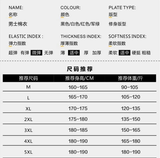 Manteau élégant en coton chaud à col montant pour hommes pour l'automne et l'hiver de 2025 avec fonction coupe-vent extérieure et Zi Doba Store