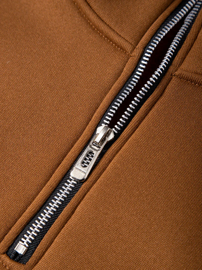 Automne hommes pull à fermeture éclair col roulé chandails chauds couleur unie manches longues Doba Store