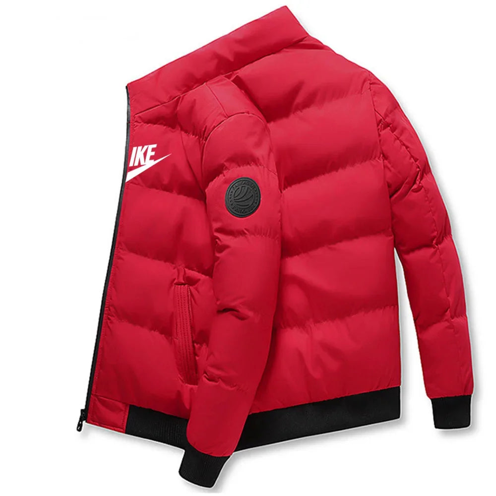 Manteau élégant en coton chaud à col montant pour hommes automne hiver 2025 avec coupe-vent extérieure Zi Doba Store rouge