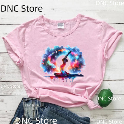 T-shirt yoga femme - Détail imprimé artistique zen