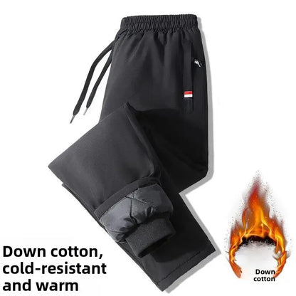 Pantalon de sport en coton épais pour hommes, jambe droite, décontracté, chaud hiver grande taille Doba Store