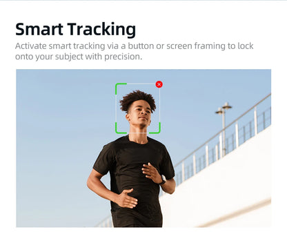 Young man jogging outdoors with smart tracking face detection lock displayed on screen against blue sky background
