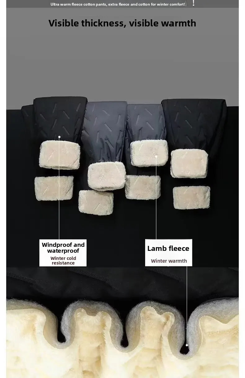 Pantalon de neige en velours d'agneau pour homme doublure Fce coupe-vent chaud en coton hiver par Doba Store