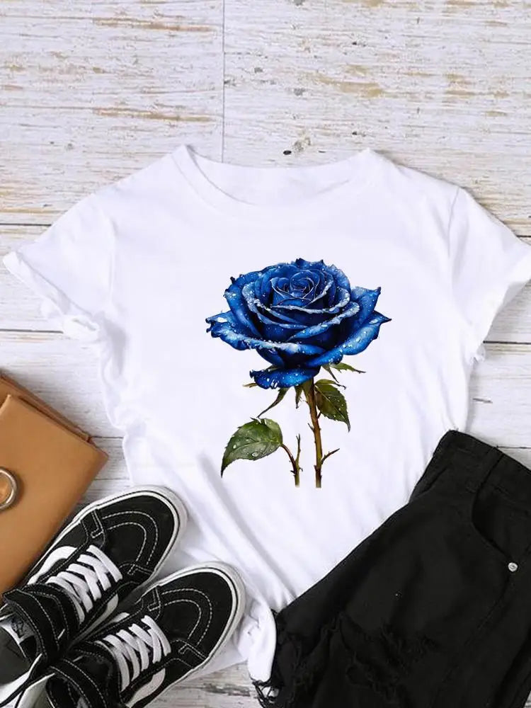 T-shirt floral femme - Détail tissu polyester confortable