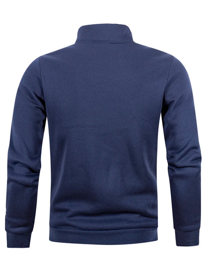 Automne hommes pull à fermeture éclair col roulé chandails chauds couleur unie à manches longues mode mâle décontracté quotidien sweat haut Doba Store