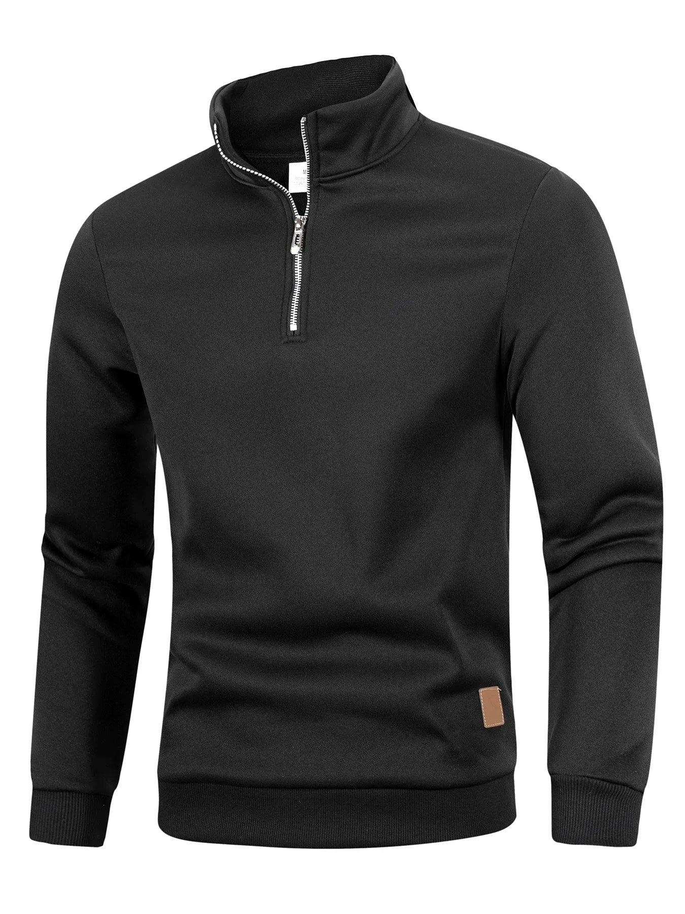 Automne hommes pull à fermeture éclair col roulé chandails chauds couleur unie à manches longues mode mâle décontracté quotidien sweat haut Doba Store