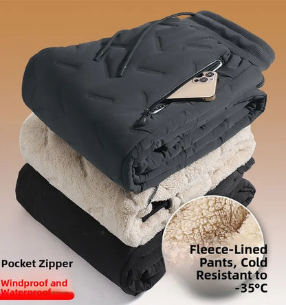 Pantalon de neige en velours d'agneau pour homme, doublure Fce, coupe-vent, chaud, en coton par Doba Store hiver