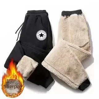 Pantalon décontracté doublé polaire pour homme coupe ample épais chaud longueur cheville en laine Doba Store automne hiver 2024