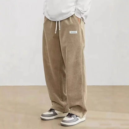 Pantalon décontracté en velours côtelé pour hommes, manches courtes, jambe droite, tendance de rue, marque Vintage, Doba Store