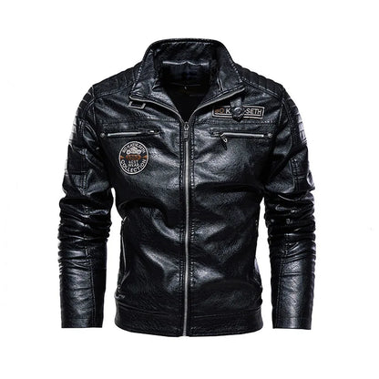 Veste en cuir PU à revers pour hommes, veste de moto décontractée Doba Store, style cool et mode automne hiver 2024