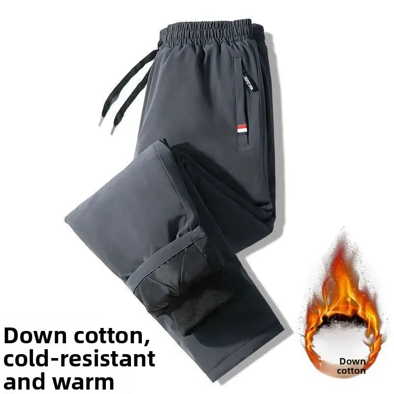 Pantalon de sport en coton épais pour hommes, jambe droite, chaud hiver, coupe ample style papa grande taille Doba Store