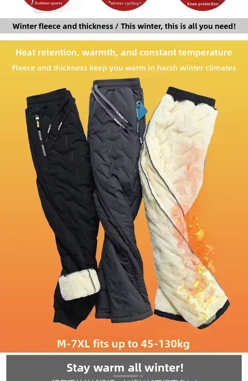 Pantalon de neige en velours d'agneau pour homme doublure Fce coupe-vent chaud coton hiver par Doba Store