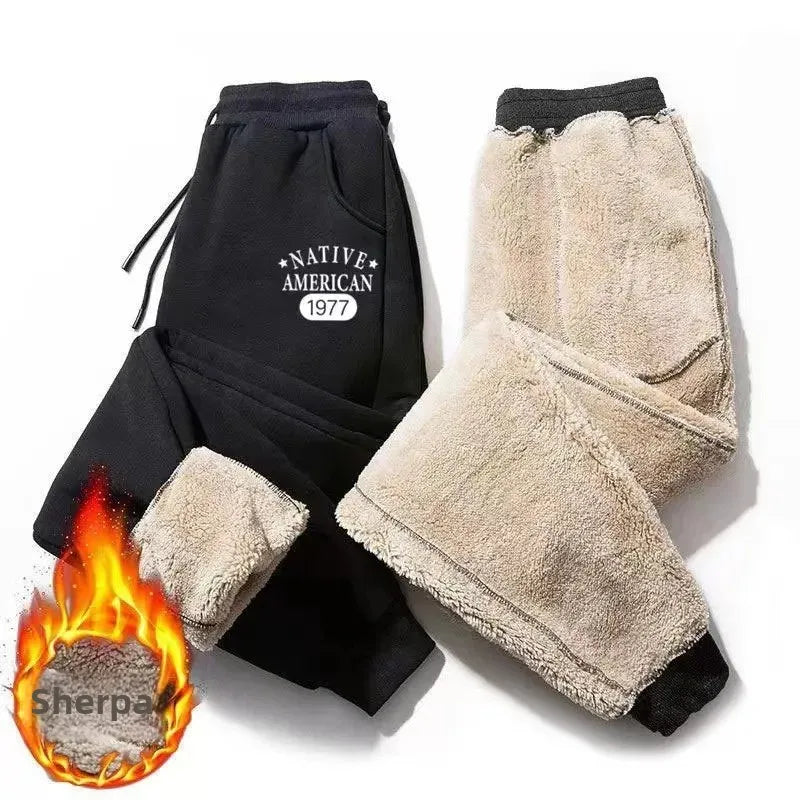 Pantalon décontracté doublé polaire pour homme coupe ample épais chaud longueur cheville en laine nouvelle collection automne hiver 2024 Doba Store