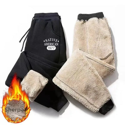 Pantalon décontracté doublé polaire pour homme coupe ample épais chaud longueur cheville en laine nouvelle collection automne hiver 2024 Doba Store