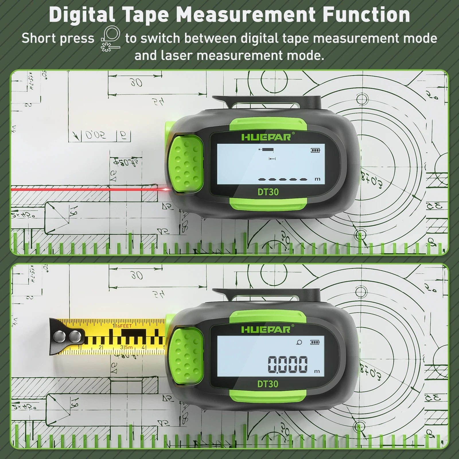 Télémètre Huepar - Niveau à bulle intégré pour précision