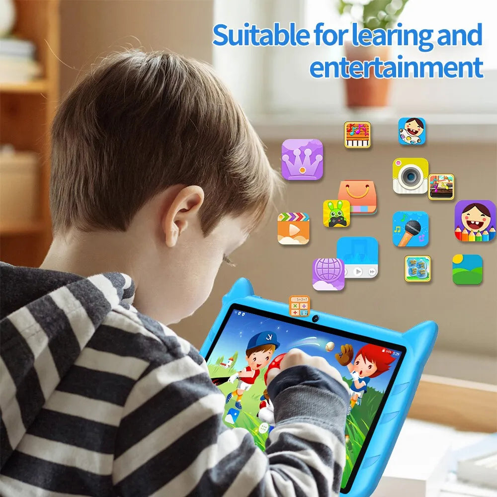 Enfant utilisant BDF-Tablette Android 13 pour enfants, extension 1 To, 4 Go RAM, 64 Go ROM, WiFi 5G Doba Store