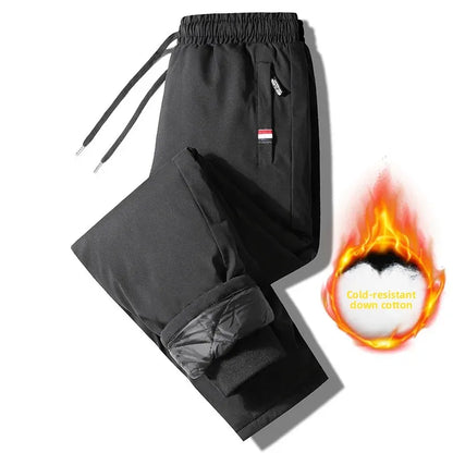 Pantalon de sport en coton épais pour hommes, jambe droite, décontracté, coupe ample, chaud, hiver style papa Doba Store