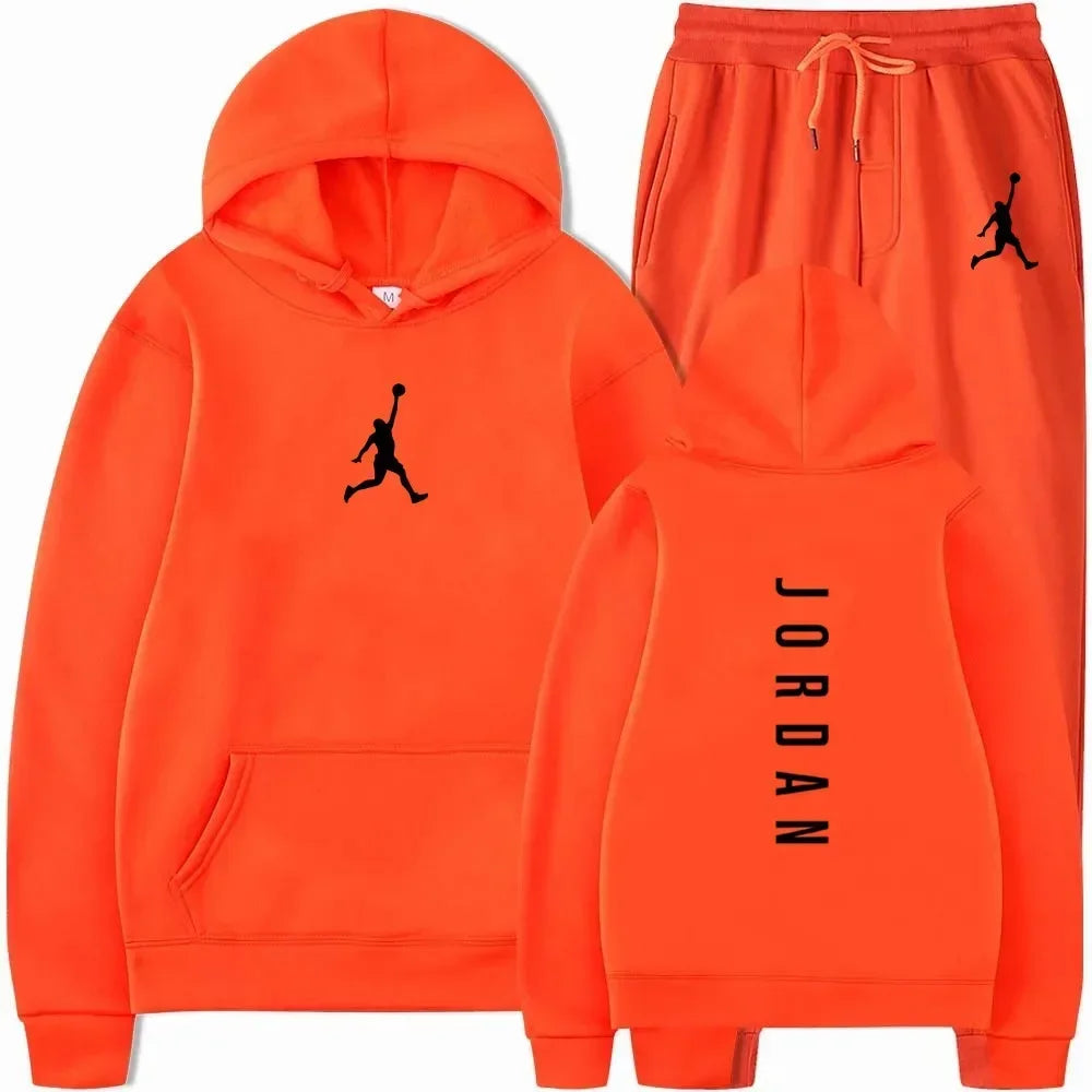 Sweat-shirt + pantalon de survêtement pour hommes, vêtements sport haute qualité, printemps automne 2025 Doba Store orange