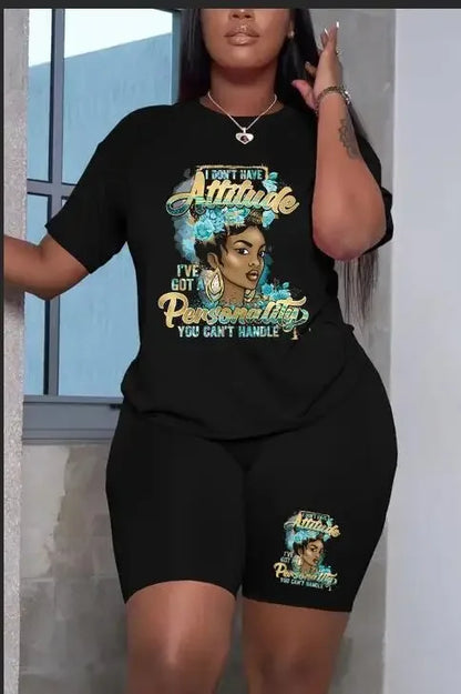 Ensemble 2 pièces femme college - T-shirt et short streetwear imprimé