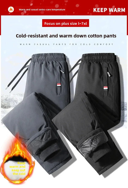Pantalon de sport en coton épais pour hommes, jambe droite, décontracté, coupe ample, chaud, Style papa, grande taille, hiver Doba Store