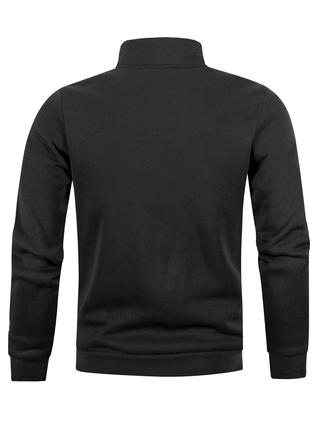Automne hommes pull à fermeture éclair col roulé chandails chauds couleur unie manches longues Doba Store noir dos