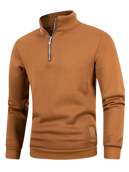 Automne hommes pull à fermeture éclair col roulé chandails chauds couleur unie à manches longues mode mâle décontracté quotidien sweat haut Doba Store