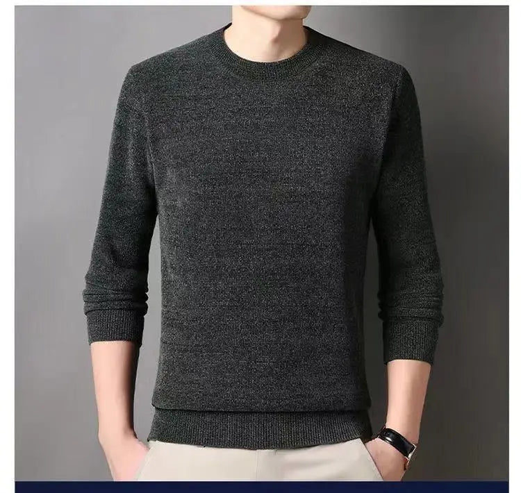 Pull en cachemire de vison pur pour hommes col rond tricot grande taille 4XL hauts d'hiver manches longues par Doba Store