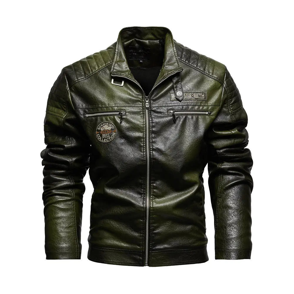 Veste en cuir PU à revers pour hommes, veste de moto décontractée Doba Store, style cool automne hiver 2024