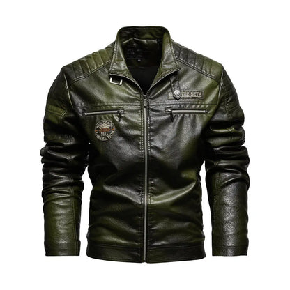 Veste en cuir PU à revers pour hommes, veste de moto décontractée Doba Store, style cool automne hiver 2024