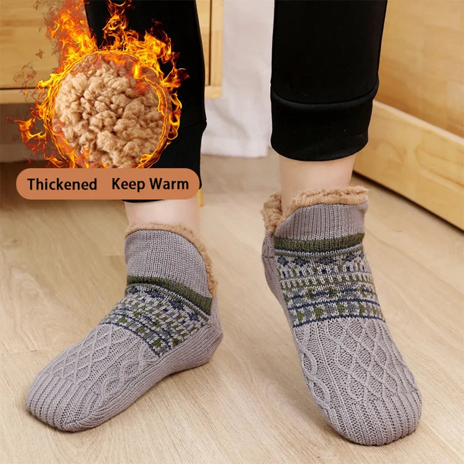 Chaussettes thermiques pour hommes, pantoufles moelleuses d'hiver chaudes et antidérapantes Doba Store confort et chaleur à la maison