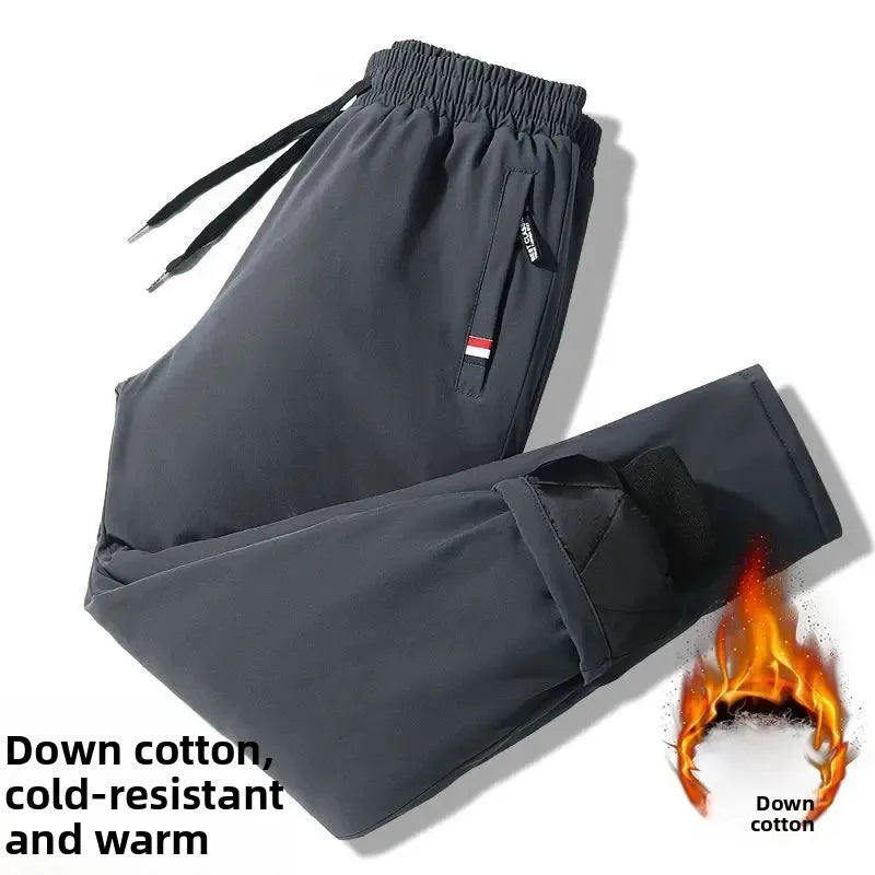 Pantalon de sport en coton épais pour hommes, jambe droite, décontracté, coupe ample, chaud, Style papa hiver Doba Store