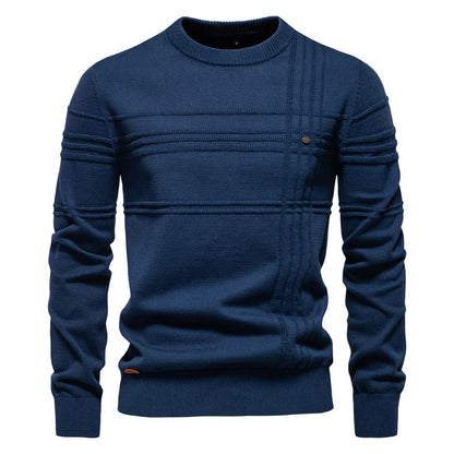 AIOPESON hommes col rond pull pull tricoté coton rayé qualité automne hiver chaud chandails pour hommes Doba Store