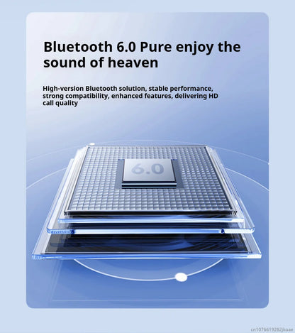 3D layered chip graphic with Bluetooth 6.0 text highlighting stable performance and HD call quality features