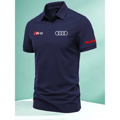 T-shirt à revers de haute qualité, chemise à manches courtes Audi car 4S, polo sport 2025 par Doba Store