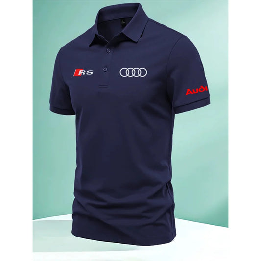 T-shirt à revers de haute qualité, chemise à manches courtes Audi car 4S, polo sport 2025 par Doba Store