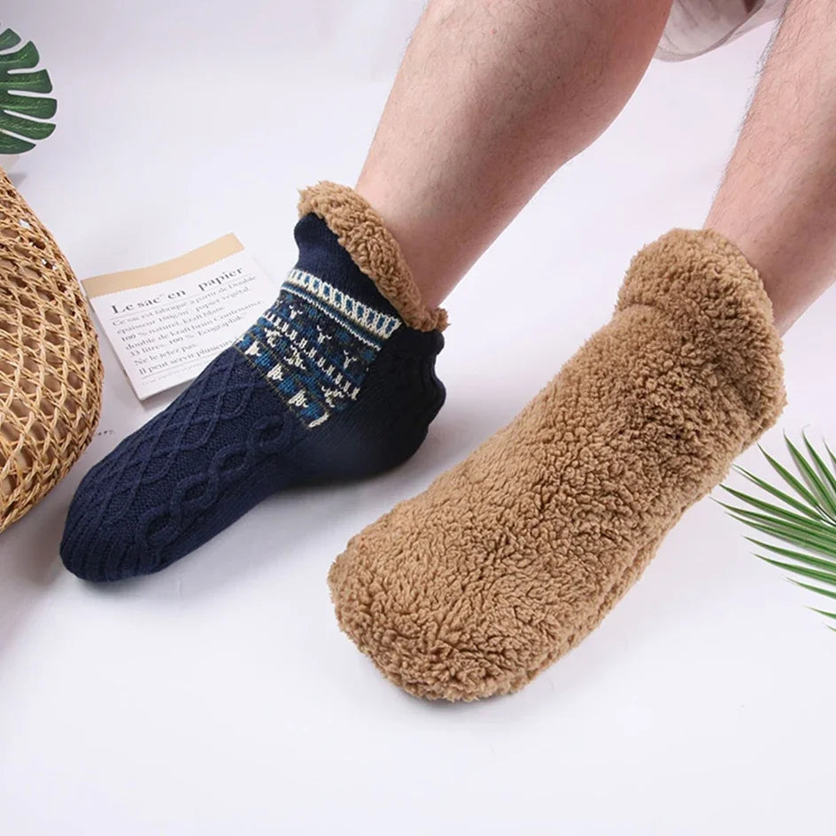 Chaussettes thermiques pour hommes pantoufles moelleuses d'hiver chaudes antidérapantes Doba Store pour tapis de sommeil
