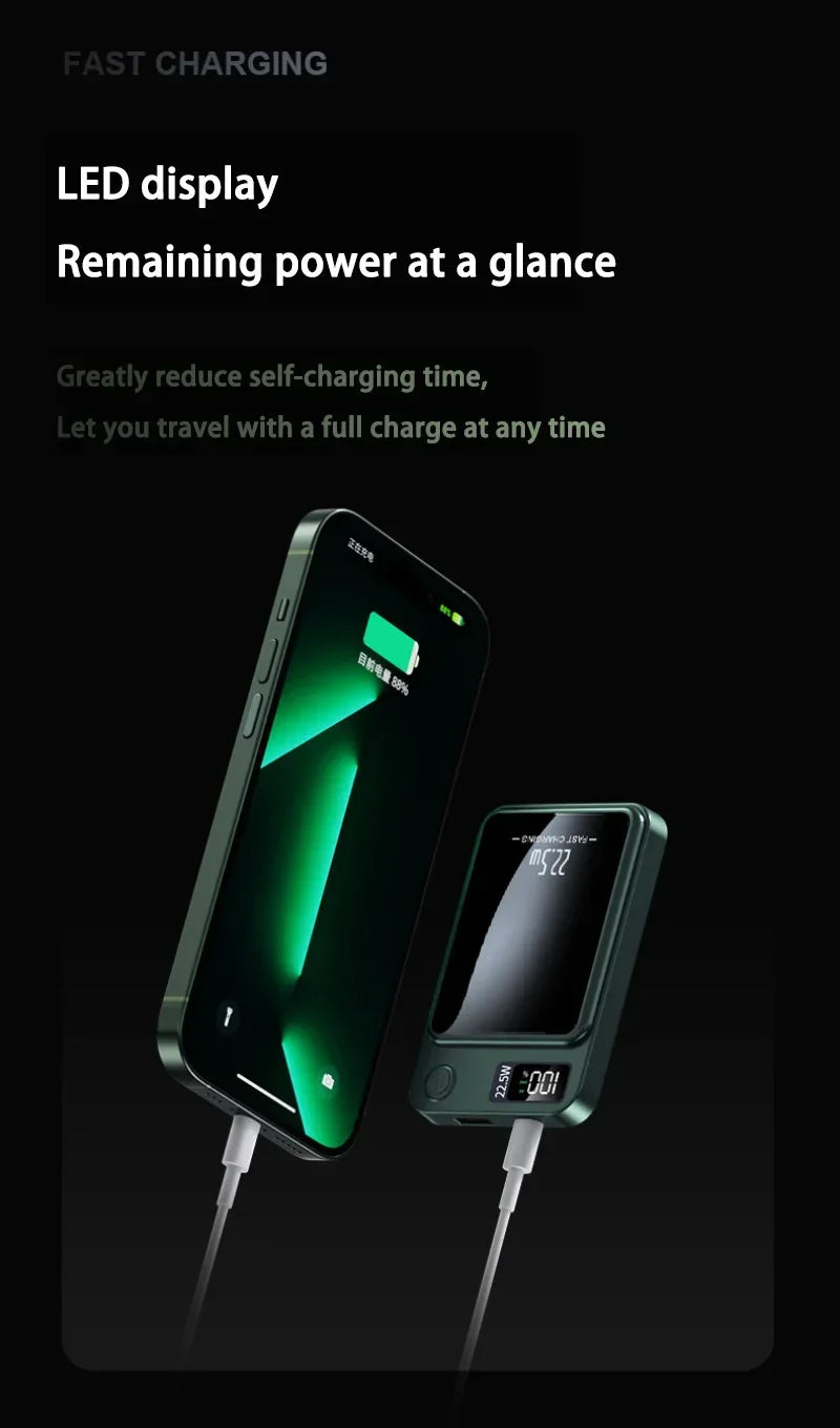 Portable Xiaomi Mijia 100000mAh power bank with LED display showing remaining power and fast charging capability