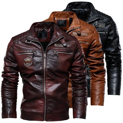 Veste en cuir PU à revers pour hommes, veste de moto décontractée automne et hiver 2024 par Doba Store, 3 couleurs disponibles