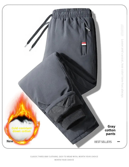 Pantalon de sport en coton épais pour hommes jambe droite décontracté coupe ample chaud Style papa grande taille hiver Doba Store