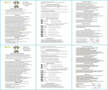 BDF-Tablette Android 13 pour enfants extension 1 To 4 Go RAM 64 Go ROM WiFi 5G batterie 4000mAh Doba Store guide utilisateur