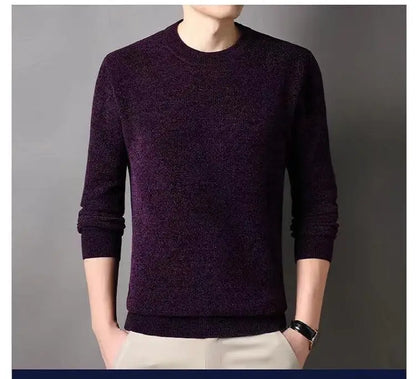 Pull en cachemire de vison pur pour hommes col rond tricot grande taille hauts d'hiver manches longues 4XL 100% par Doba Store