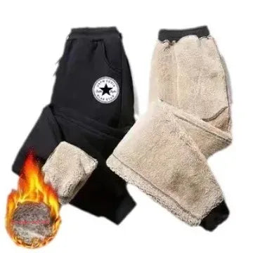 Pantalon décontracté doublé polaire pour homme, coupe ample, épais, chaud, longueur cheville, en laine Doba Store automne hiver 2024