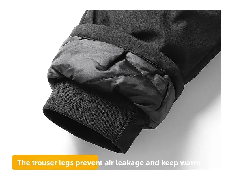 Pantalon de sport en coton épais pour hommes, jambe droite, coupe ample, chaud, hiver Doba Store détail manchette anti-froid