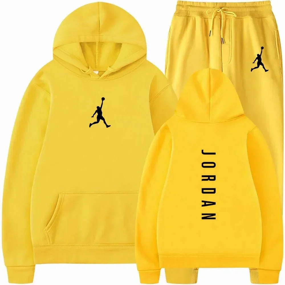Sweat-shirt + pantalon de survêtement pour hommes ensemble sport printemps automne 2025 haute qualité Doba Store jaune