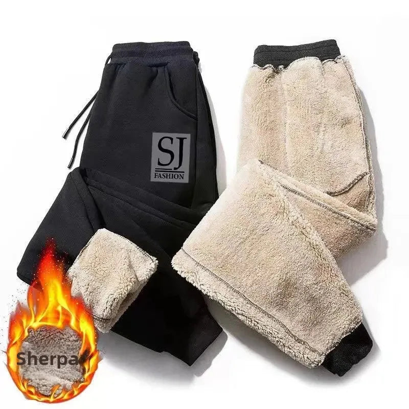 Pantalon décontracté doublé polaire pour homme, coupe ample, épais, chaud, longueur cheville, en laine, Doba Store automne hiver 2024