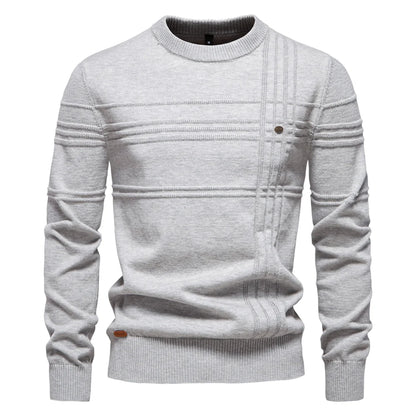 AIOPESON hommes col rond pull tricoté coton rayé qualité automne hiver chaud chandails Doba Store